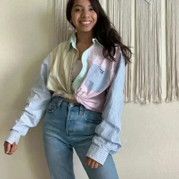 Multi color button front button down top - Picture 8 of 10